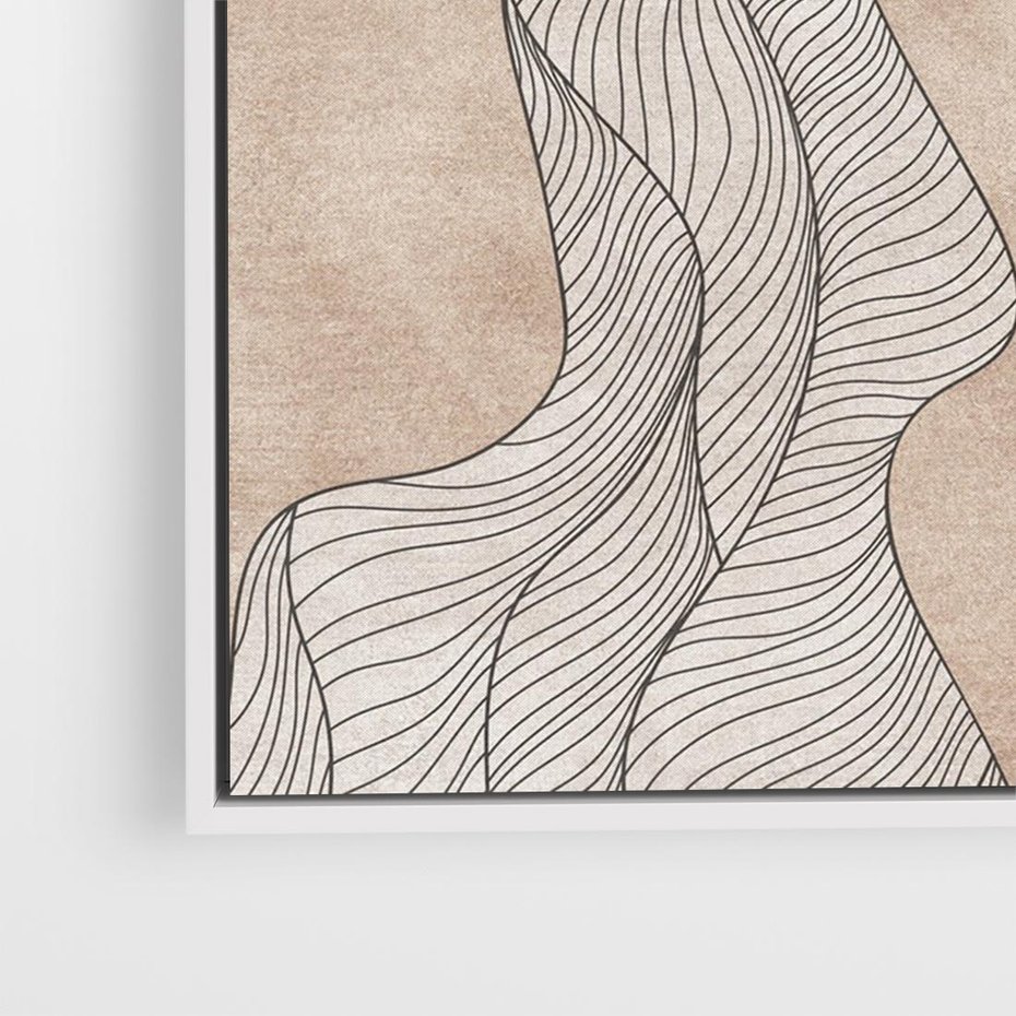 Obraz w ramie 70x50 - Symfonia uczuć i kształtów - delikatna kompozycja, falujące linie - rama biała