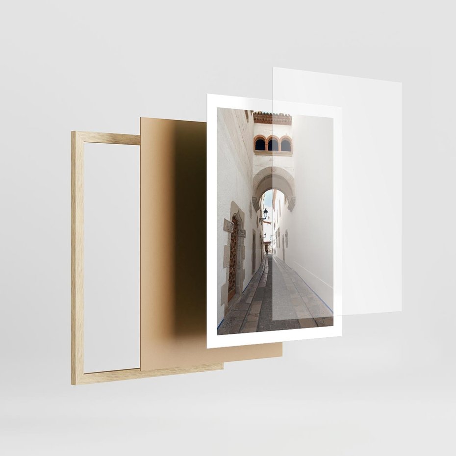 Plakat w ramie 50x70 - Perspektywiczna Magia Uliczki - uliczka, perspektywa - rama drewno