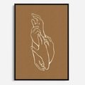 Obraz w ramie 70x100 - Splecione Dłonie - szkic, minimalizm - rama czarna