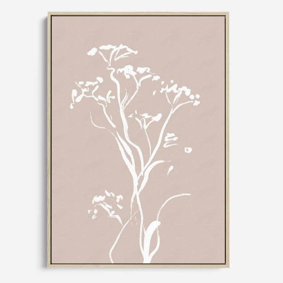 Obraz w ramie 70x100 - Harmonijne Mini Boho - minimalistyczny delikatny obraz, beżowe odcienie - rama drewno