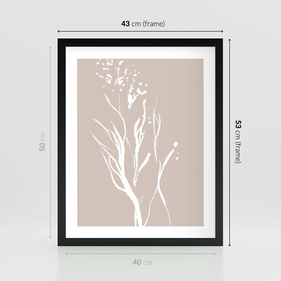 Plakat w ramie 40x50 - Impresje Pastelowych Nastrojów - minimalistyczny delikatny obraz, beżowe odcienie - rama czarna