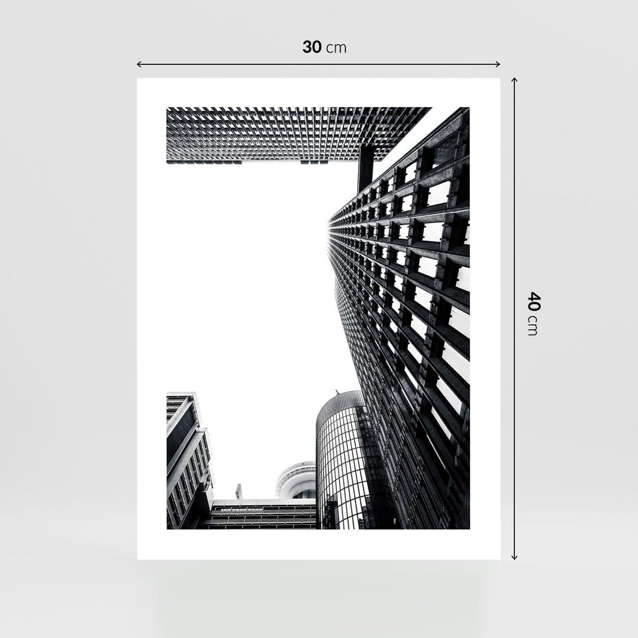 Plakat bez ramy 30x40 - Monochromatyczna Sceneria Wieżowców - architektura, wieżowce