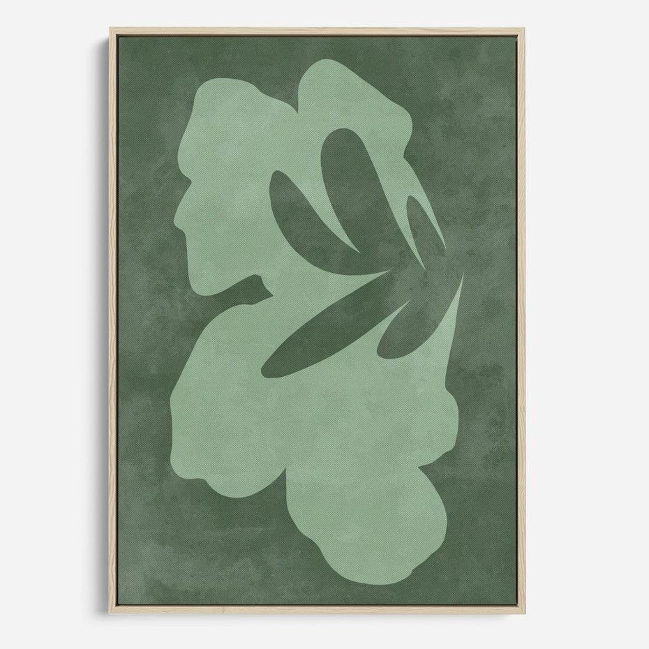 Obraz w ramie 80x120 - Kształty Zieleni - abstrakcyjny kształt, zielony plakat - rama drewno
