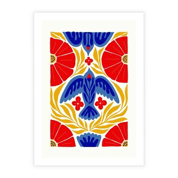 Plakat bez ramy 30x40 - Eklektyczny Majestat - wyrazista grafika, mocne kolory czerwień niebieski żółty