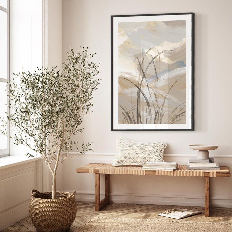 Plakat w ramie 50x70 - Nowoczesne Odbicia - akwarela, obraz - rama czarna