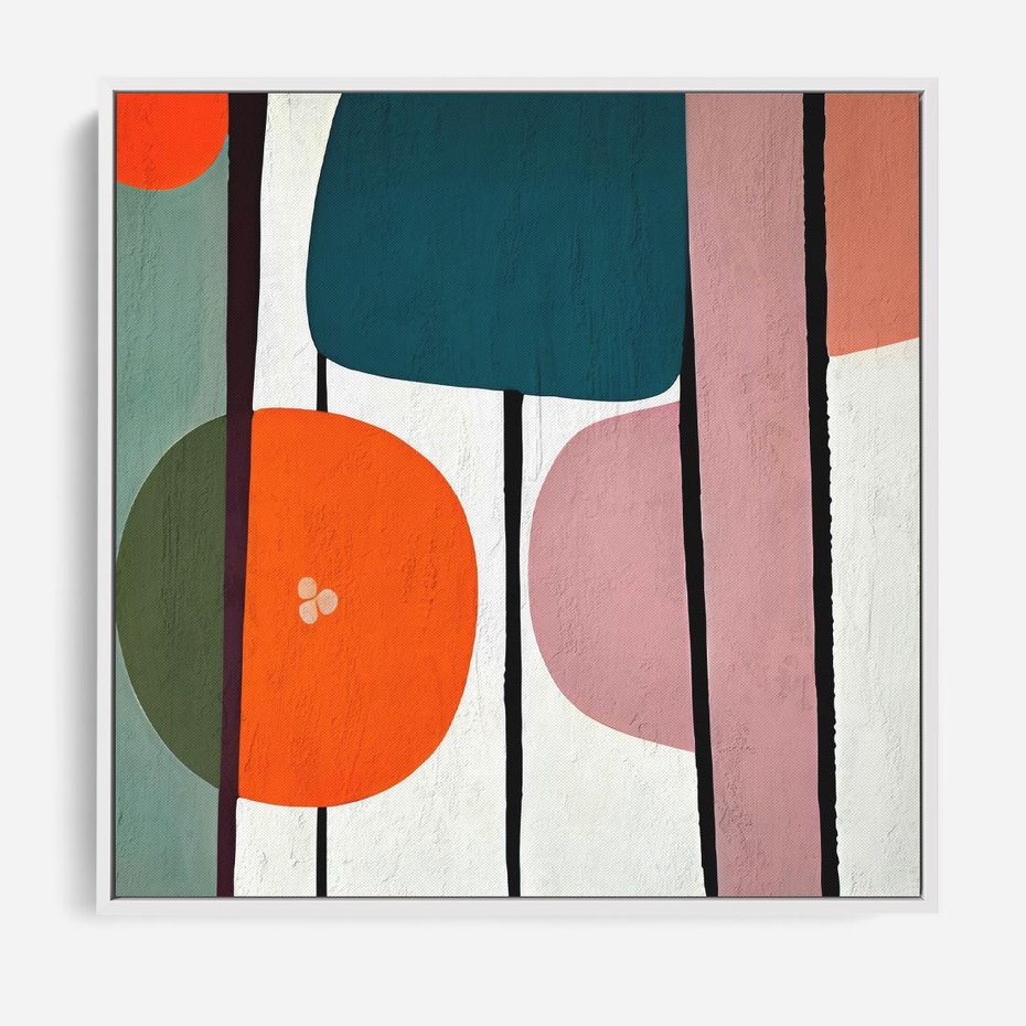 Obraz w ramie 80x80 - Migotliwa Aura Serca - abstrakcyjny obraz olejny, dziwne formy - rama biała