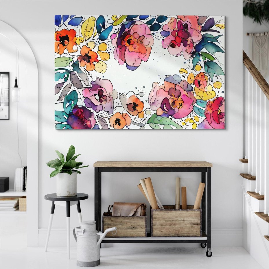 Obraz na płótnie 100x70 - Rozkwitające marzenia - akwarelowe kwiaty, kolory