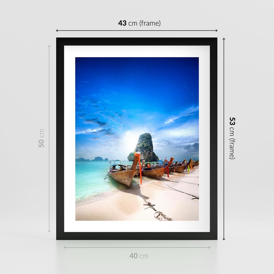 Plakat w ramie 40x50 - Morze na Łodzi - morze, łódź - rama czarna