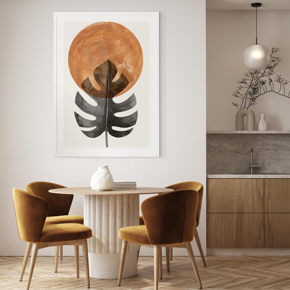 Plakat bez ramy 30x40 - Natura a Sztuka - liść monstery, czarna grafika