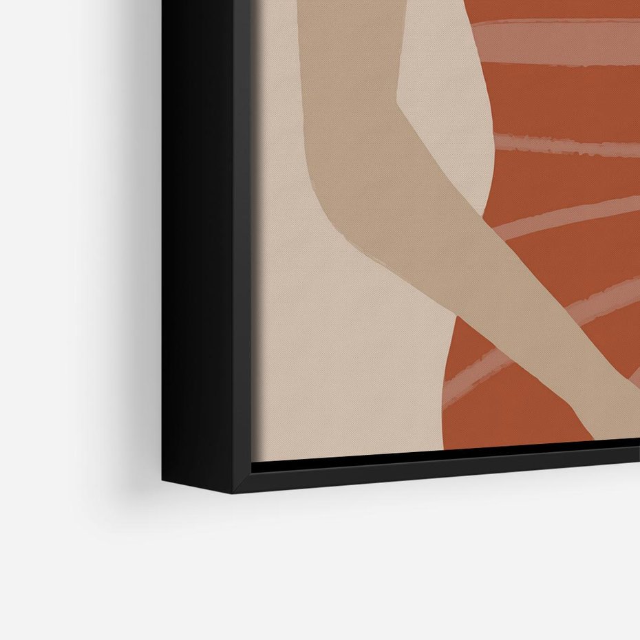 Obraz w ramie 50x50 - Kobiece Retro - minimalistyczny boho plakat, retro kobieta w stroju kąpielowym - rama czarna