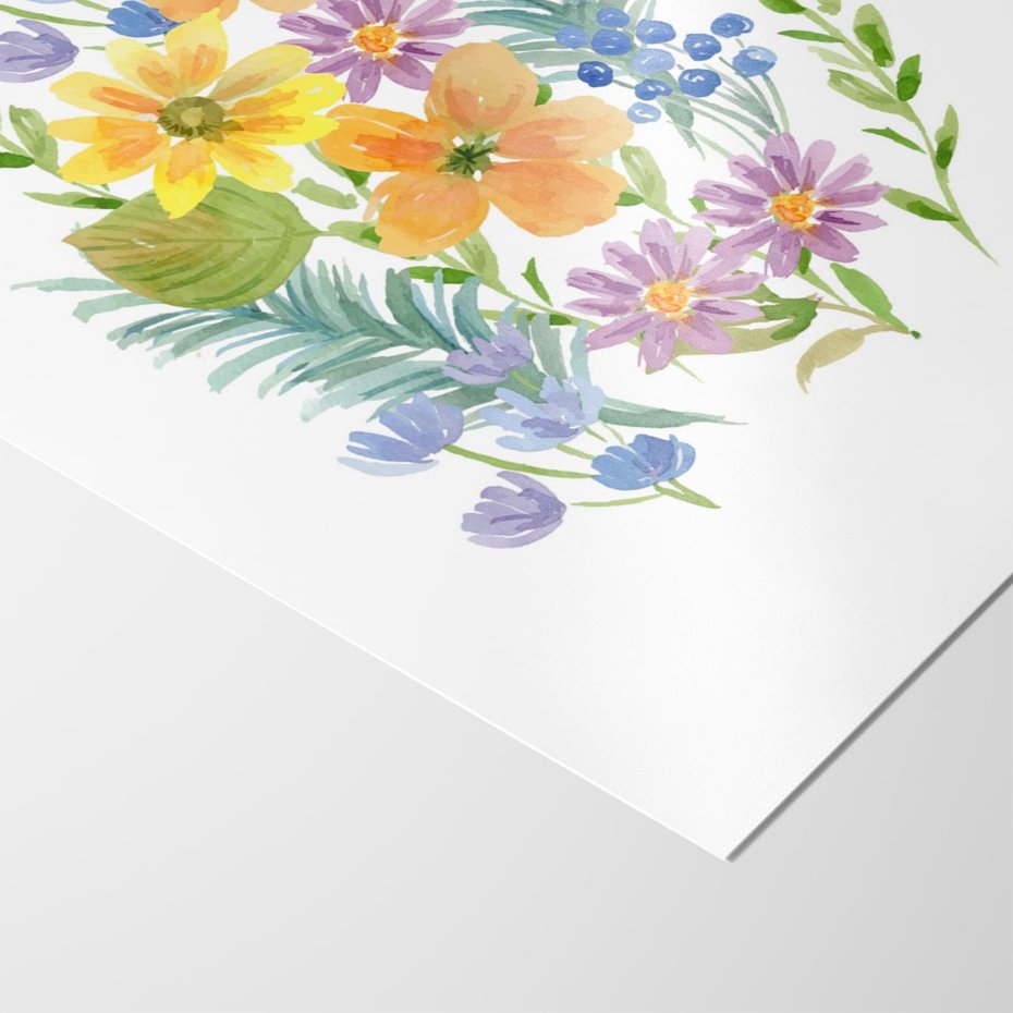 Plakat bez ramy 30x40 - Migocące Widoki Kwiatów - akwarelowe polne kwiaty, minimalistyczny plakat