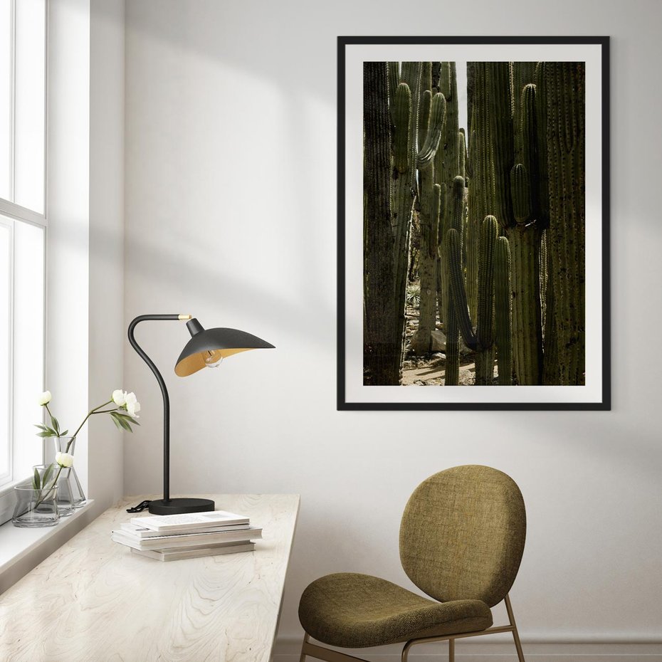 Plakat w ramie 50x70 - Wyjątkowy Klimat Boho - kaktusy, pustynia - rama czarna