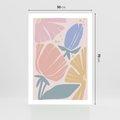 Plakat bez ramy 50x70 - Rozkwitające Harmonie Natury - pastelowe kwiaty, na beżowym tle