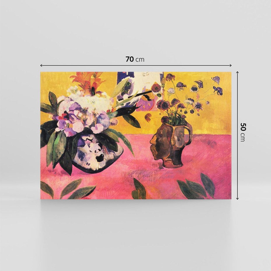 Obraz na płótnie 70x50 - Still Life with Head-Shaped Vase and Japanese Woodcut 1889, Paul Gauguin - Reprodukcja - reprodukcja, obraz na płótnie