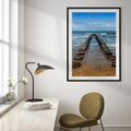 Plakat bez ramy 30x40 - Falochron na brzegu morza - falochron, morze