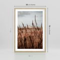 Plakat w ramie 50x70 - Wysokie Trawy w Górskim Krajobrazie - suche trawy, wysokie trawy - rama drewno