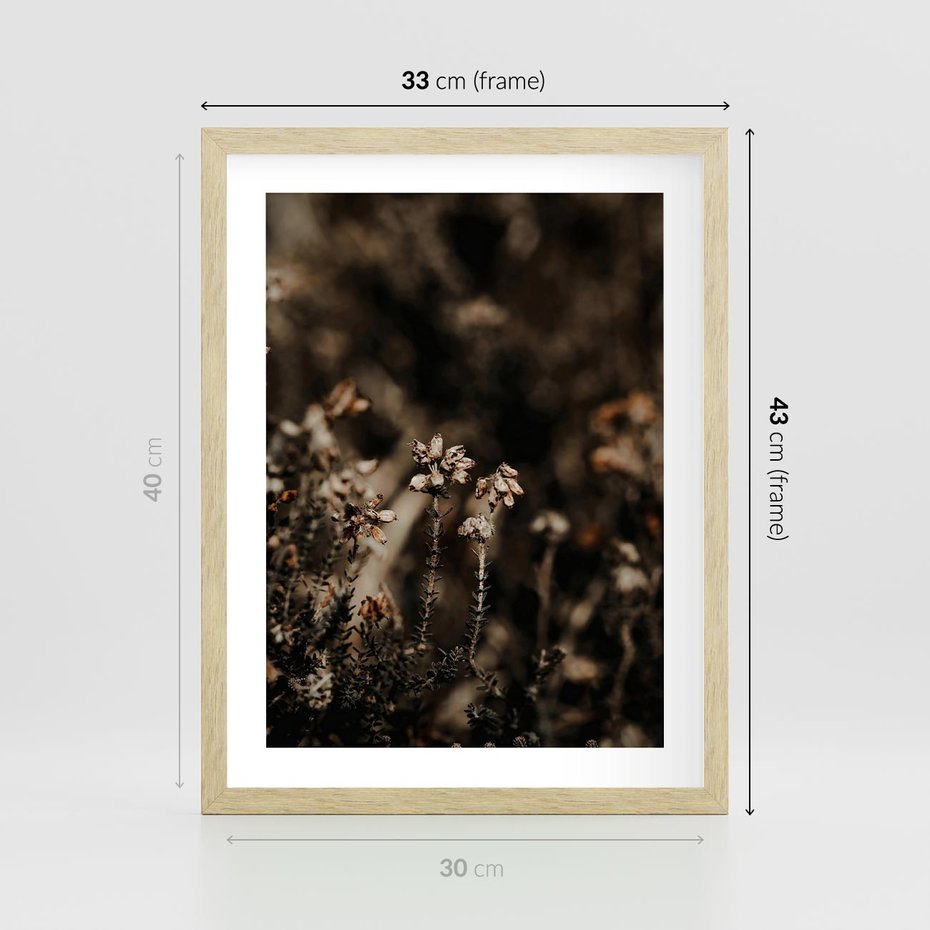 Plakat w ramie 30x40 - Jesienny Urok - suche trawy, jesienny pejzaż - rama drewno