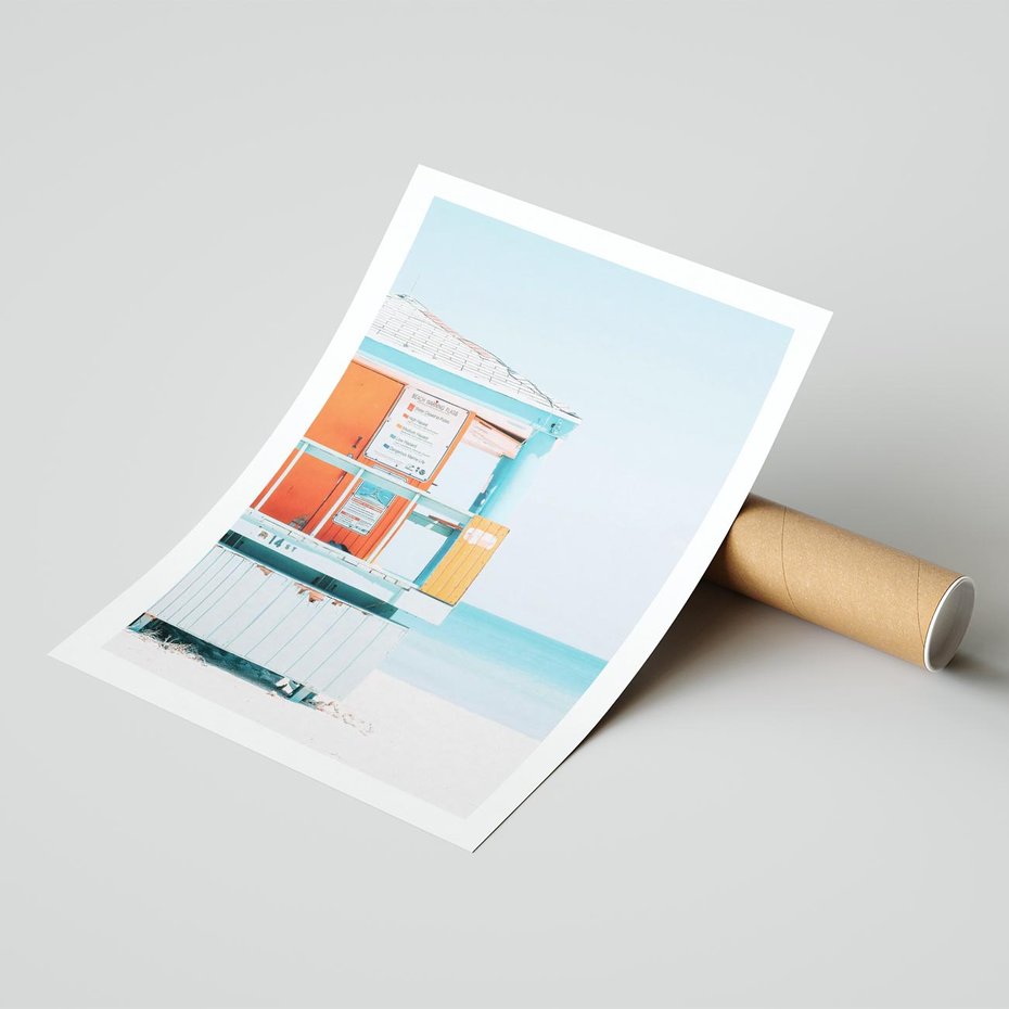 Plakat bez ramy 30x40 - Letnia Idylla - plaża, domek na plaży