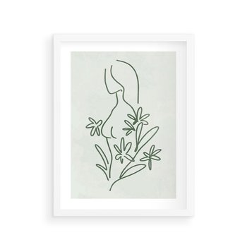 Plakat w ramie 30x40 - Odbicia Zielonego Raju - zielony odcień, abstrakcja - rama biała