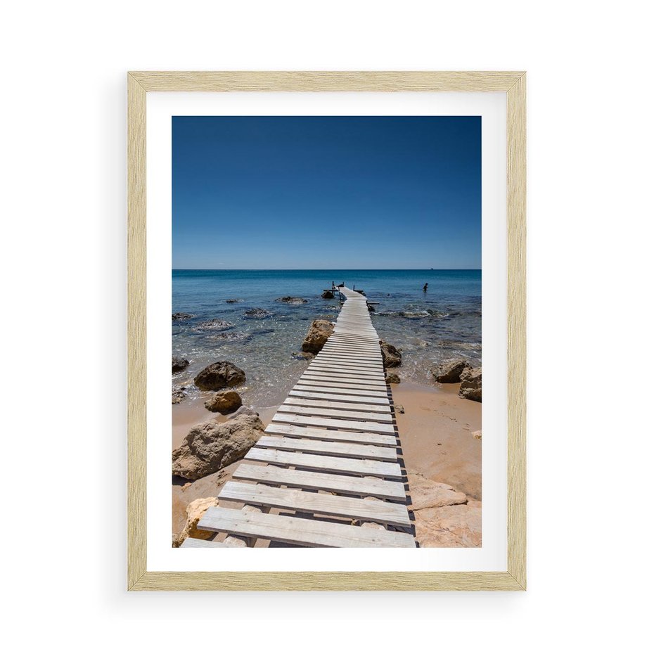 Plakat w ramie 50x70 - Oaza spokoju - plaża, morze - rama drewno