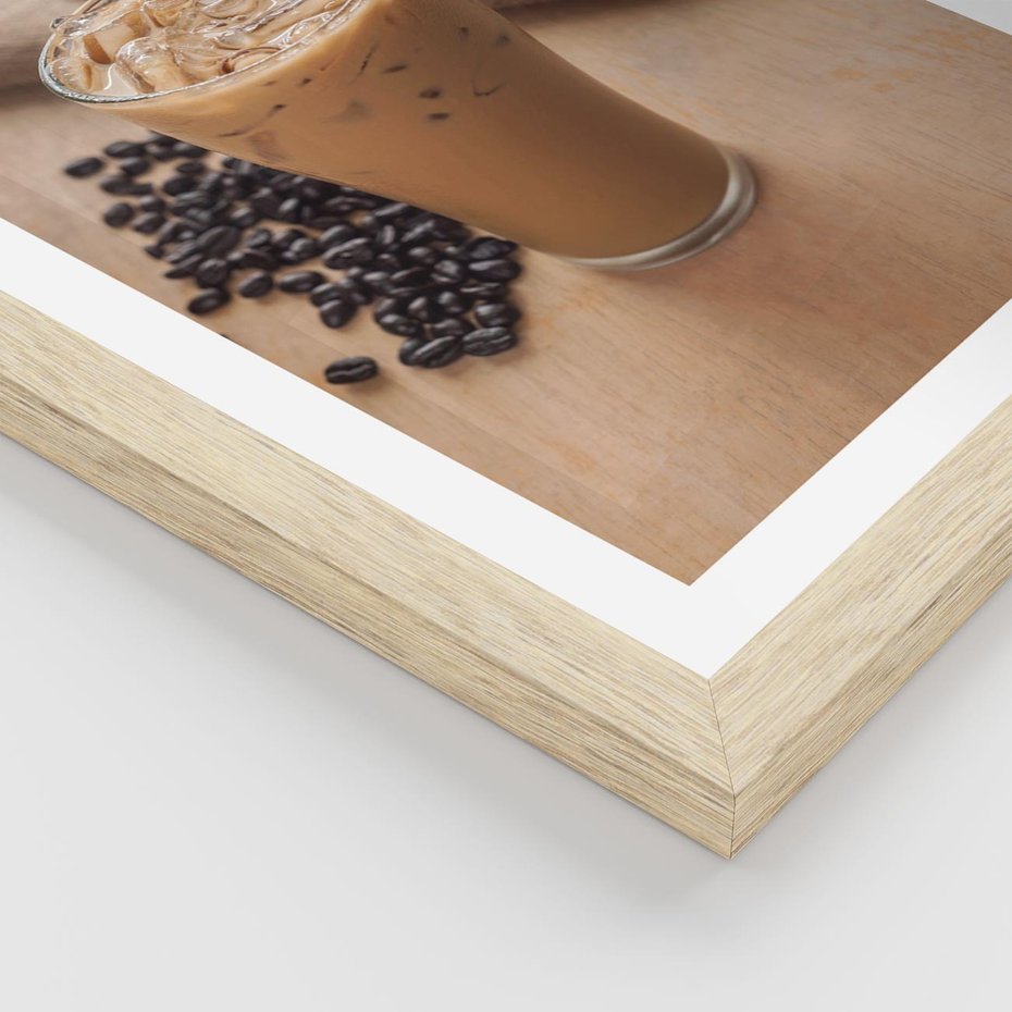 Plakat w ramie 40x50 - Kawa ice coffee: orzeźwiający napój - kawa, ice - rama drewno