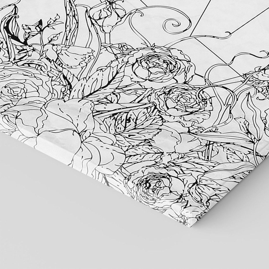 Obraz na płótnie 80x80 - Refleksje w martwym punkcie - graficzny szkic, kompozycja kwiatów