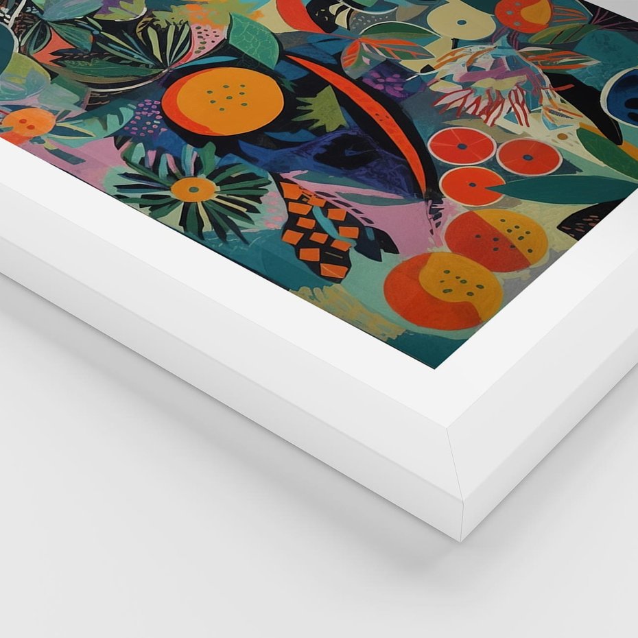 Plakat w ramie 40x50 - Echa Nietuzinkowych Wzorców - abstrakcyjny obraz olejny, jak picasso - rama biała