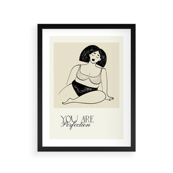 Plakat w ramie 50x70 - Harmonia Kształtów Bez Granic - siła kobiecości, rysunek - rama czarna