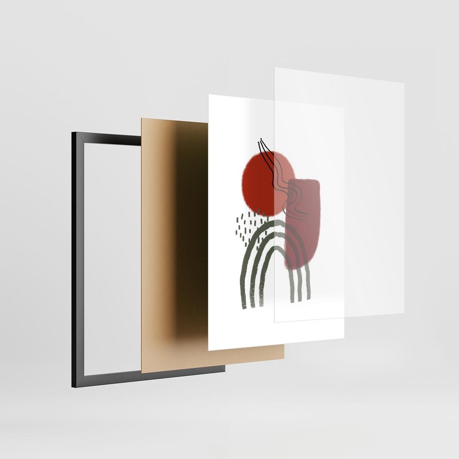 Plakat w ramie 50x70 - Abstrakcyjne Pulsacje - abstrakcyjna sztuka, boho kształty - rama czarna