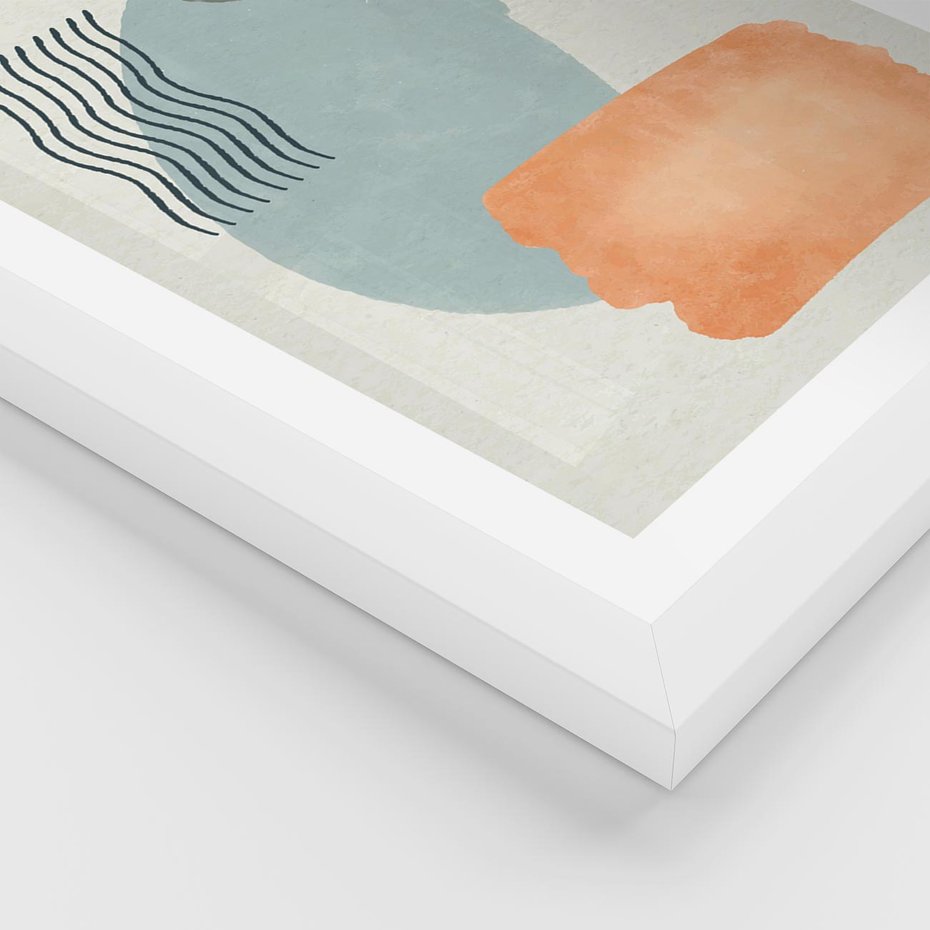 Plakat w ramie 40x50 - Kształtujące Plamy - geometryczne elementy, stonowane ziemiste kolory - rama biała