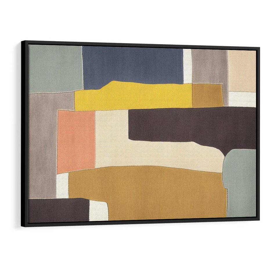 Obraz w ramie 100x70 - Pasy Abstrakcji - kolorowe pasy, plamy koloru - rama czarna