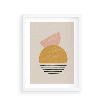 Plakat w ramie 40x50 - Krótka Forma - abstrakcyjna sztuka, boho kształty - rama biała