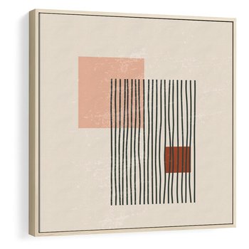Obraz w ramie 50x50 - Przenikające Formy - nowoczesna sztuka, minimalizm - rama drewno