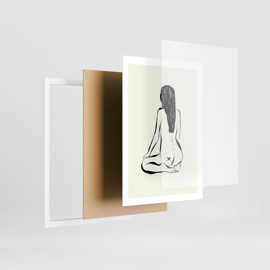 Plakat w ramie 50x70 - Minimalistyczna Piękność: Kobieta w Sztuce - grafika minimalizm, rysunek kobiety - rama biała