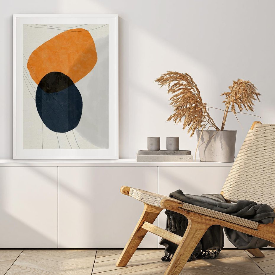 Plakat bez ramy 40x50 - Podróżne Pastelowe Pejzaże - geometryczne elementy, stonowane kolory