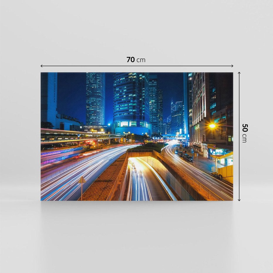 Obraz na płótnie 70x50 - Nocne miasto w Japonii: Tajemnicza atmosfera - Japonia, miasto