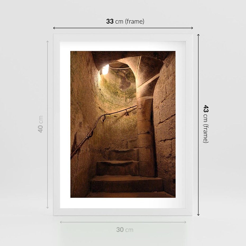 Plakat w ramie 30x40 - Perspektywa uliczki - uliczka, perspektywa - rama biała