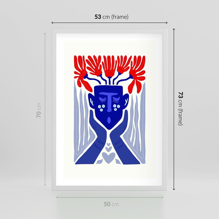 Plakat w ramie 50x70 - Nowoczesne Wcielenie Boho - etniczna maska, boho styl - rama biała