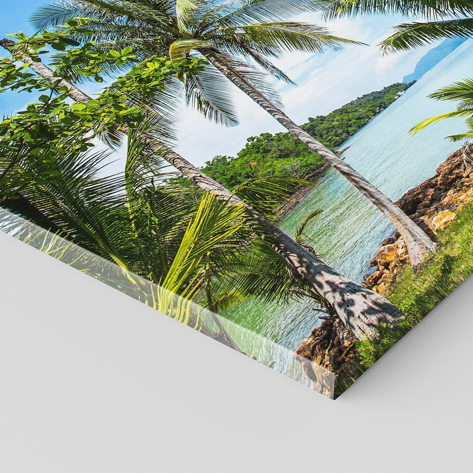 Obraz na płótnie 120x80 - Rajski wypoczynek - palmy, morze