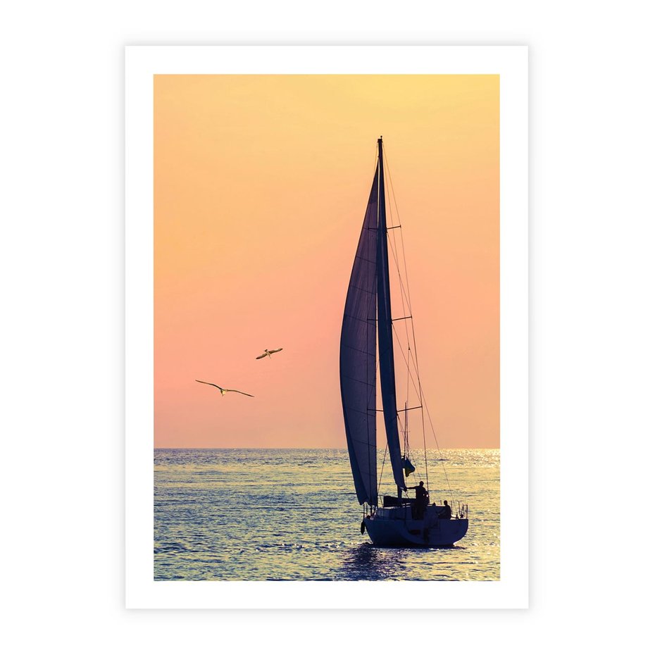 Plakat bez ramy 30x40 - Żaglówka na Horyzoncie - żaglówka, jacht