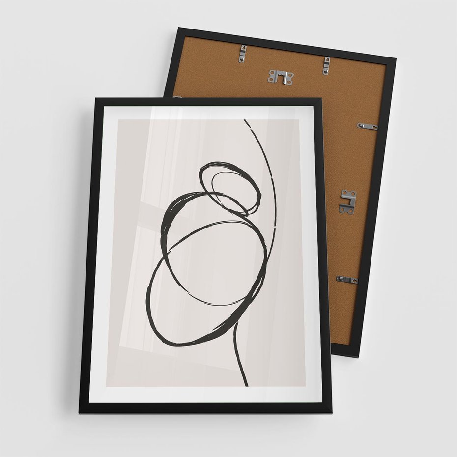 Plakat w ramie 50x70 - Modernistyczne Refleksje - abstrakcyjne szkicowane linie, minimalizm - rama czarna