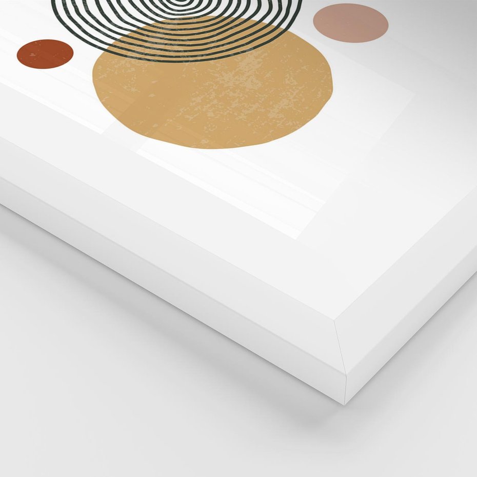 Plakat w ramie 40x50 - Wewnętrzne Formy - koła okręgi, abstrakcyjna nowoczesna sztuka - rama biała