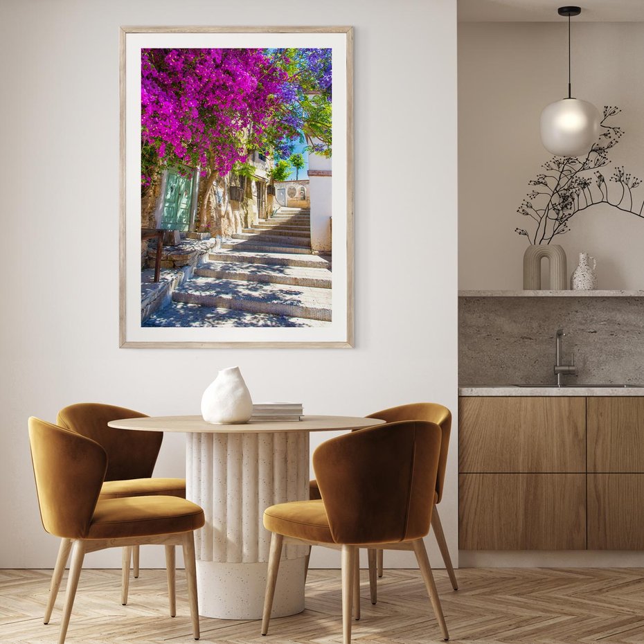 Plakat w ramie 50x70 - Urok Zaklętej Przestrzeni - uliczka, perspektywa - rama drewno