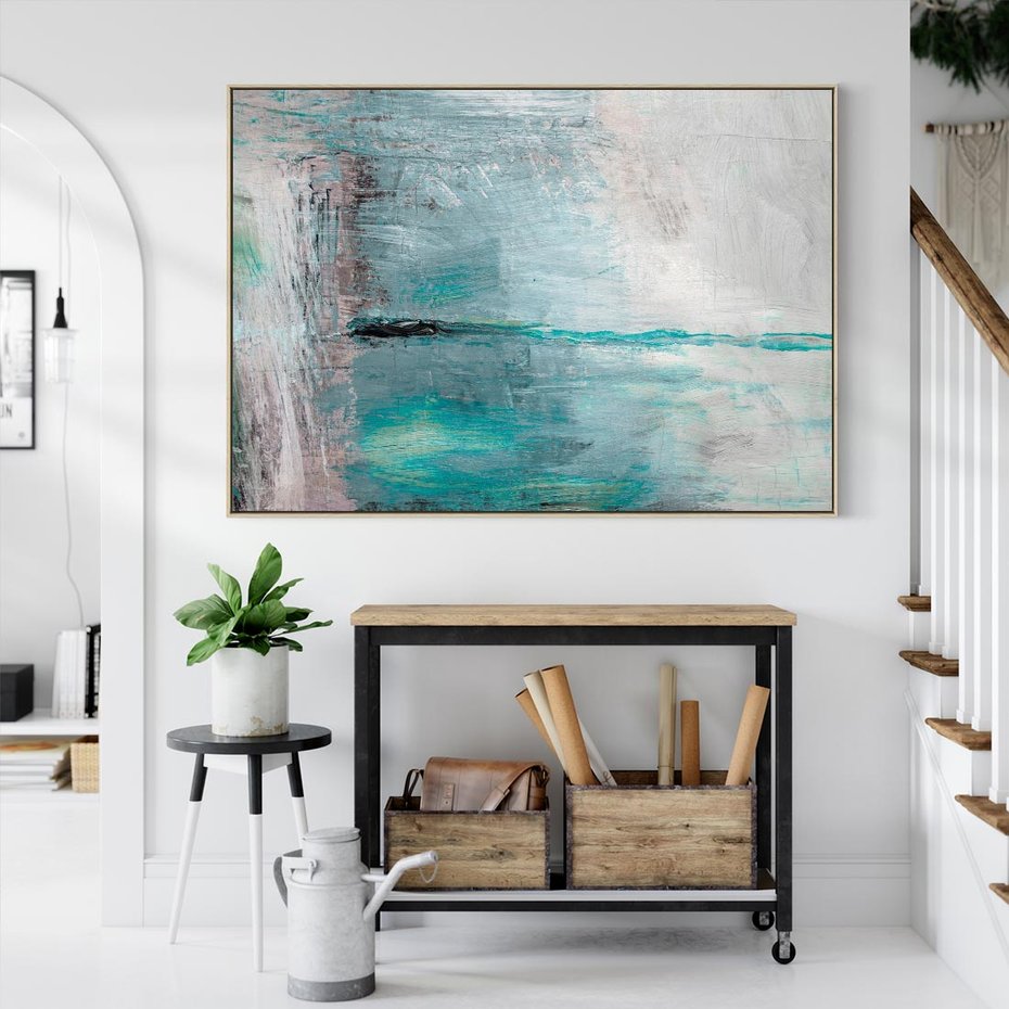 Obraz w ramie 70x50 - Odbicie utraconych barw - abstrakcja, niepokój - rama drewno