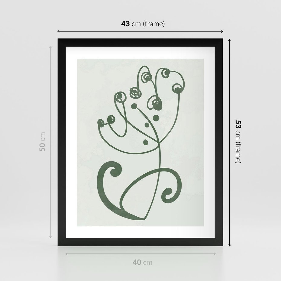 Plakat w ramie 40x50 - Zieleń Wyjątkowego Ukojenia - zielony odcień, abstrakcja - rama czarna