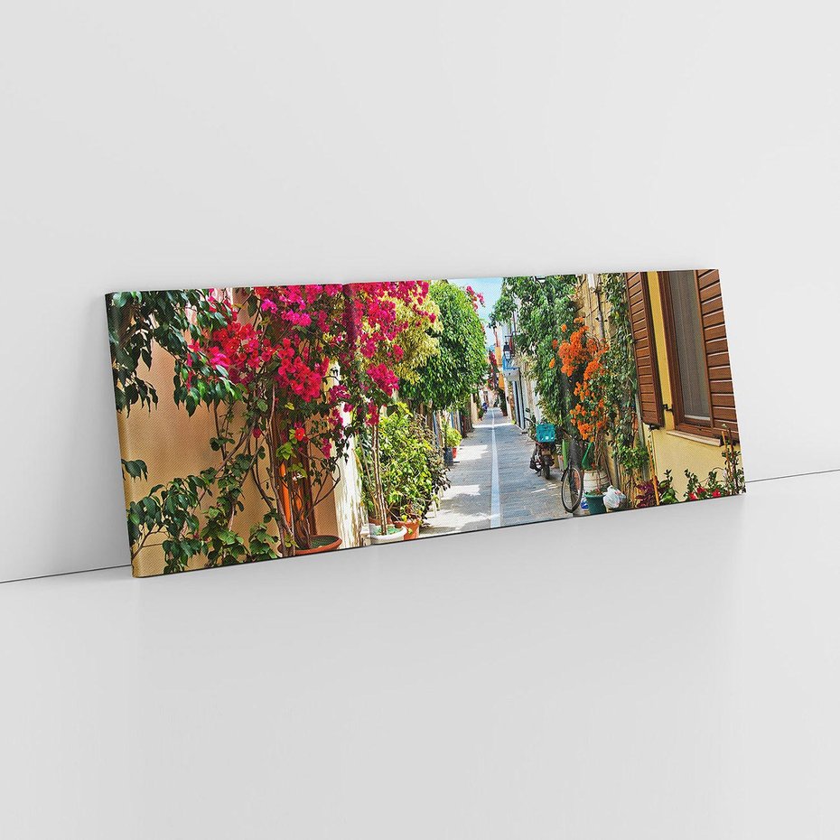 Obraz na płótnie 150x50 - Urok uliczek i miasteczka - Grecja, uliczka