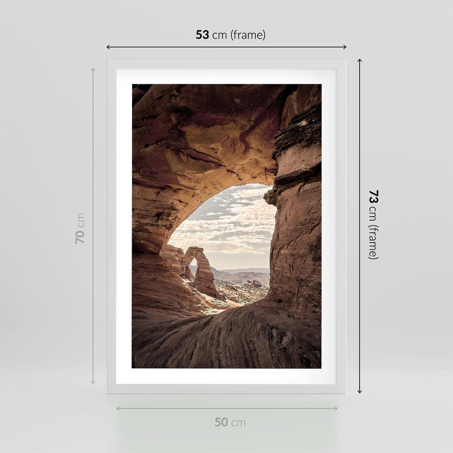 Plakat w ramie 50x70 - Kanionowy Labirynt - pustynia, skały - rama biała