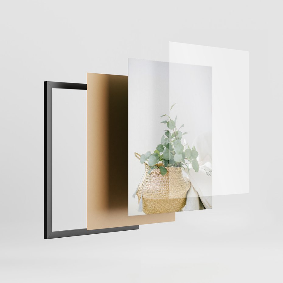 Zestaw obrazy w ramie 50x70 galeria - Kwiaty, koszyk, minimalizm, prostota - rama czarna