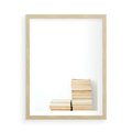 Plakat w ramie 50x70 - Estetyka Literatury - stos książek, minimalistyczna kompozycja - rama drewno
