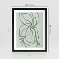 Plakat w ramie 40x50 - Energetyczne Odrodzenie Natury - abstrakcyjne delikatne zielone linie, podobne do gałęzi kwiatów - rama czarna